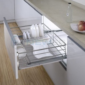 KỆ NGĂN KÉO BÁT ĐĨA CÁNH KÉO, RỘNG 700MM, RAY ÂM GIẢM CHẤN CÓ KHAY HỨNG NƯỚC